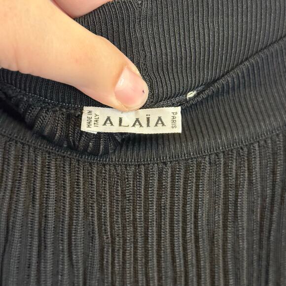 Alaia Paris Skirt Womens XS Black Gold A Line Ribbed Knit Ruffle Designer Italy - Picture 5 of 7